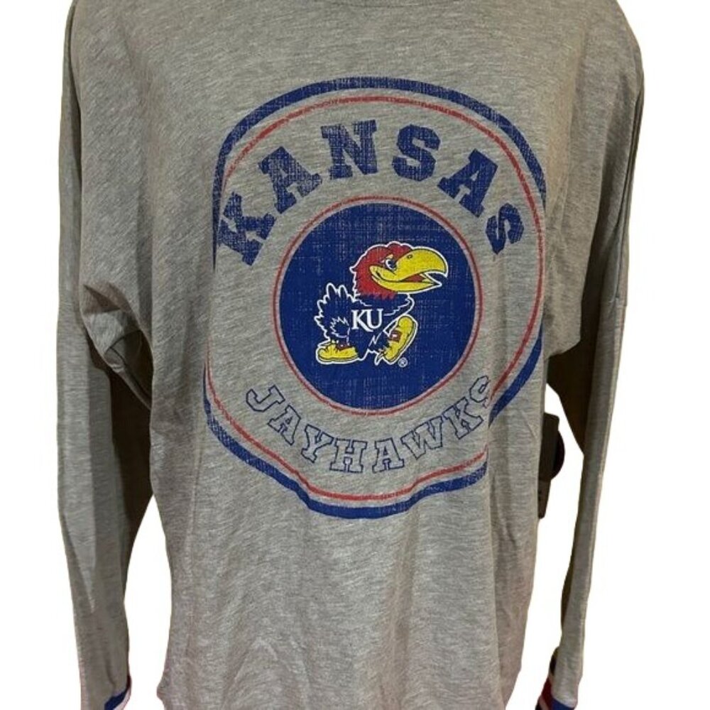 Kansas Jayhawks, long sleeve tee shirt medium new gray